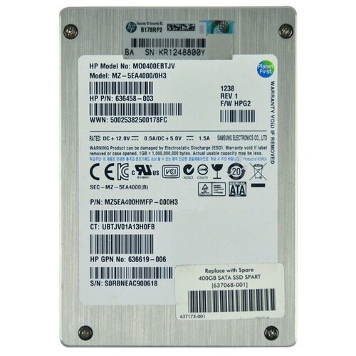 Твердотельный накопитель HP 400 ГБ SATA 636619-006