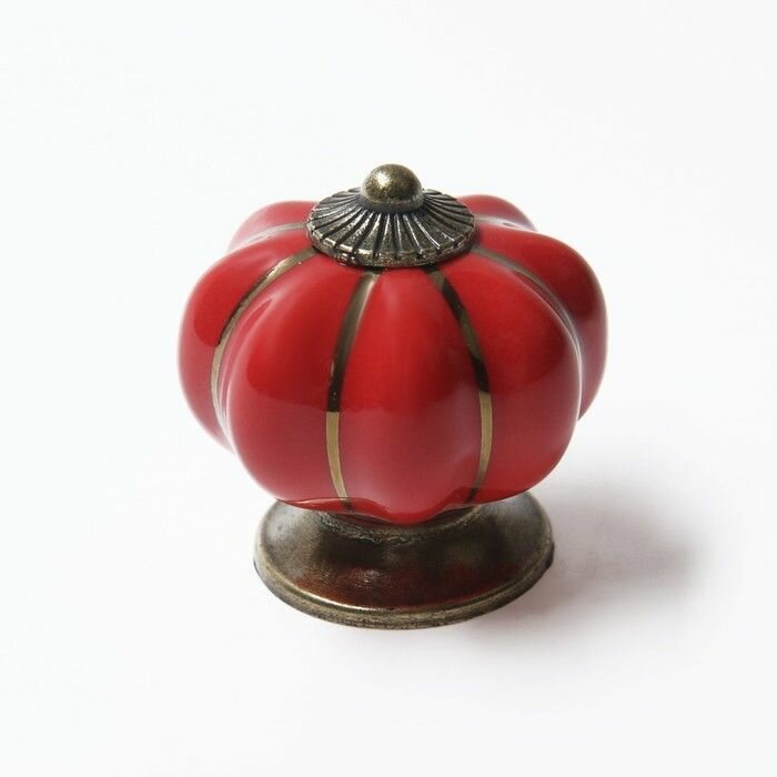 Ручка-кнопка PEONY Ceramics 001, керамическая, красная - фотография № 7