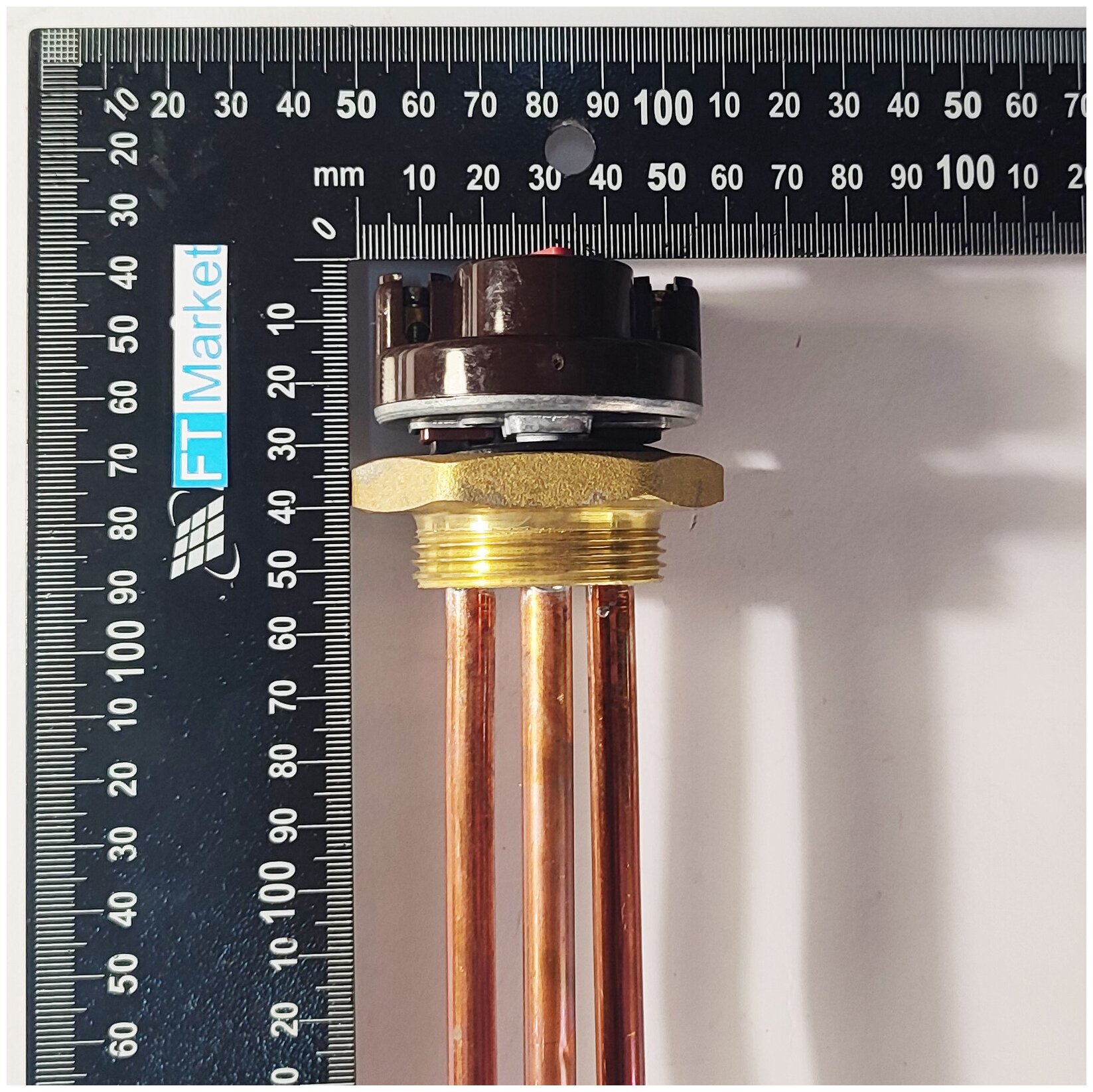 Медный ТЭН для водонагревателя 3,0кВт (3000 w) RCT 283мм с терморегулятором - фотография № 7