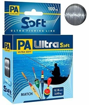 Монофильная леска для рыбалки PA ULTRA SOFT MATCH 0,18mm 100m ( 1 штука )