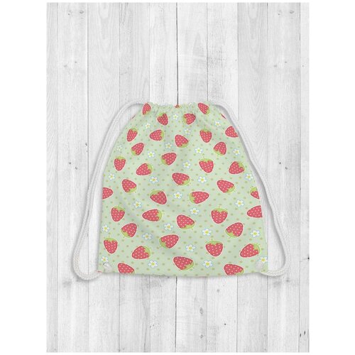 JoyArty Рюкзак-мешок Клубничные сердца bpa_47774, зеленый/розовый joyarty рюкзак мешок цветочная картина bpa 2862 белый розовый зеленый