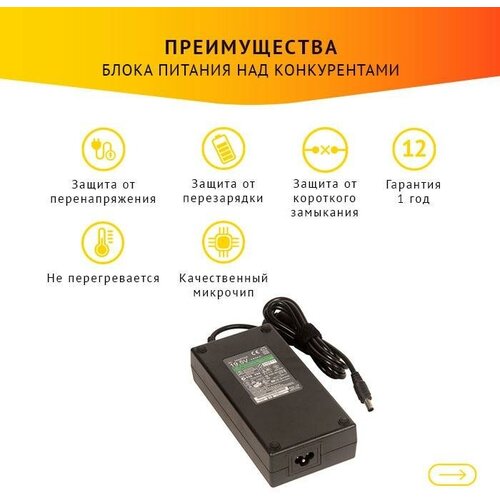 Блок питания БП для ноутбука Sony 19.5V 7.7A 150W, 6.0х4.4 с кабелем