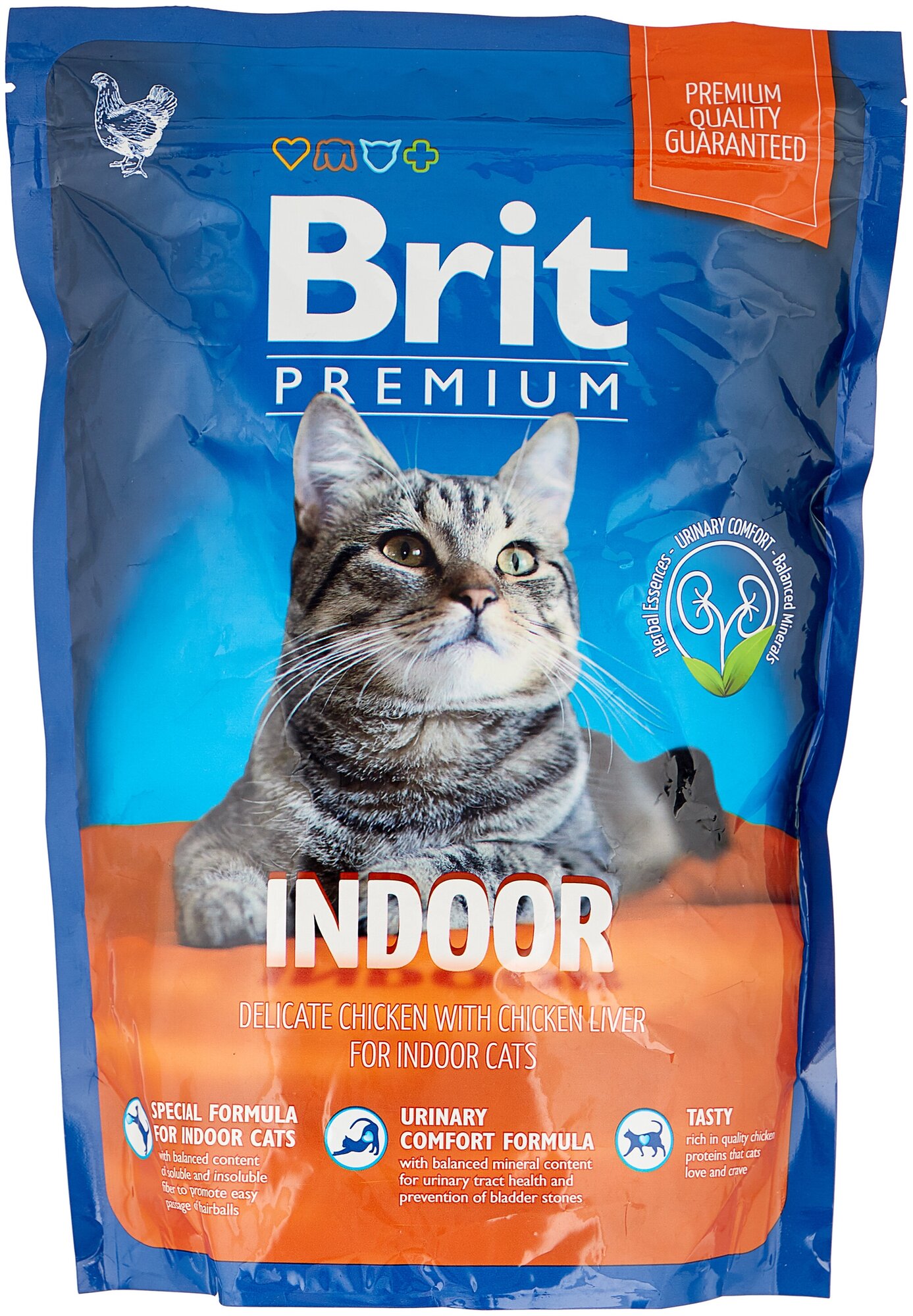 Сухой корм Brit Premium Cat Indoor премиум класса для домашних кошек с курицей 2кг