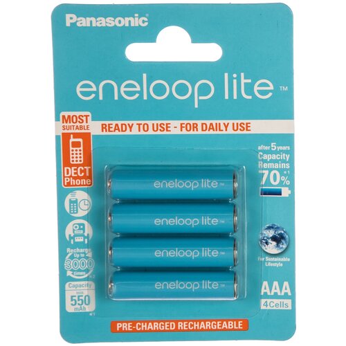 Аккумулятор R03 AAA eneloop lite Ni-MH 550mAh предзаряженный бл/4 Panasonic 5410853052760 15545850