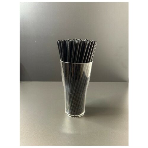 Трубочки для коктейля одноразовые из полипропилена , 0,5х 21 см, 180 шт, черный