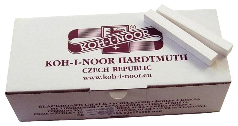 Мел белый KOH-I-NOOR (Чехия), набор 100 шт, квадратный, 111502