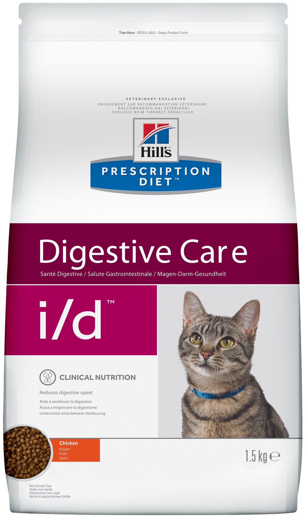 Hills (Хиллс) 1,5 кг i/d Digestive Care для кошек лечение заболеваний ЖКТ с курицей - фотография № 3