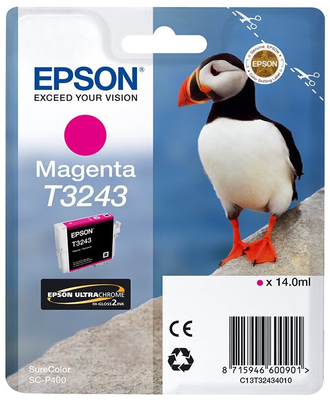 Epson C13T32434010 T3243 Картридж пурпурный для SC-P400 cons ink