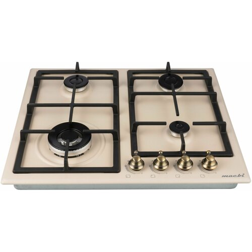Газовая варочная панель MACBI MBH 641 WFEI-L Эмаль Слоновая кость ручки латунь 1549000₽