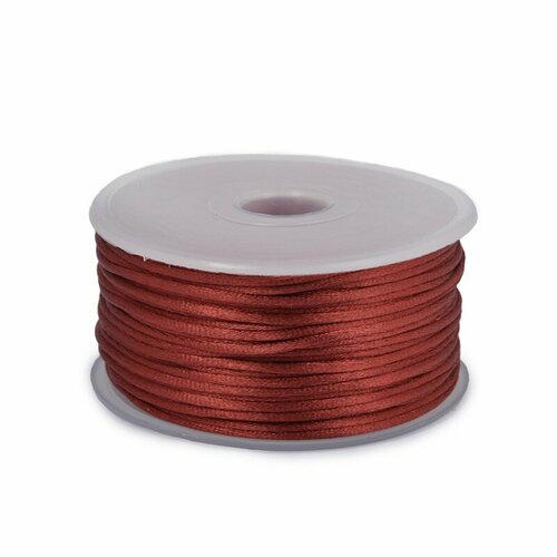 Шнур атласный круглый, цвет: 3088 темно-бордовый, 2 мм x 50 м