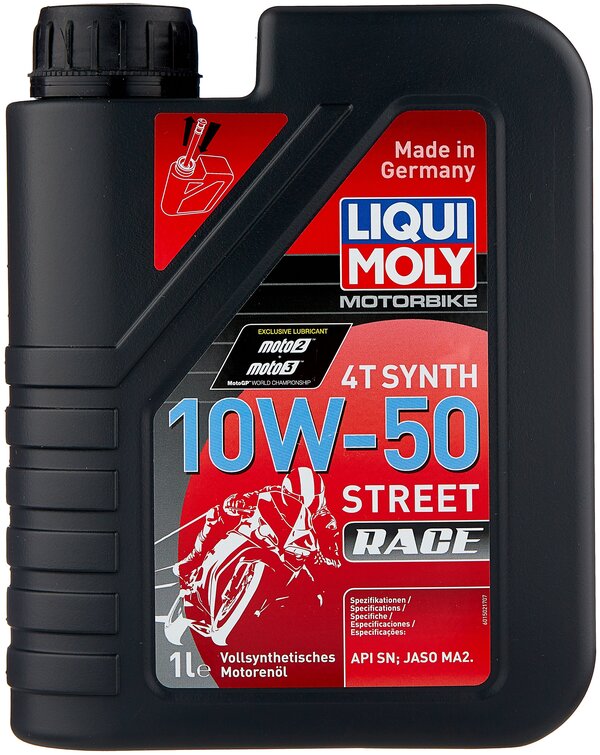 Синтетическое моторное масло LIQUI MOLY Motorbike 4T Synth Street Race 10W-50, 1 л