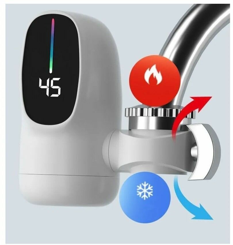 Проточный водонагреватель на кран с дисплеем температуры - фотография № 5