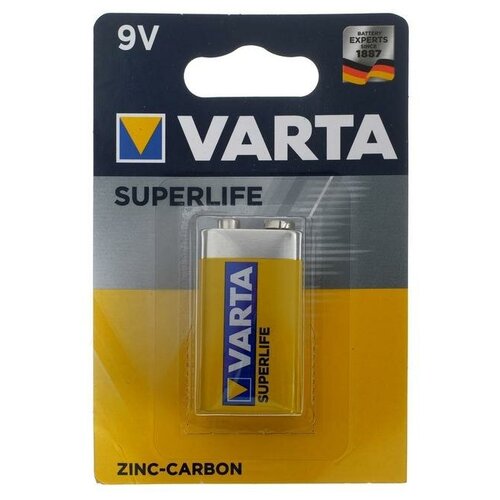 Батарейка солевая Varta SuperLife, 6F22-1BL, 9В, крона, блистер, 1 шт.