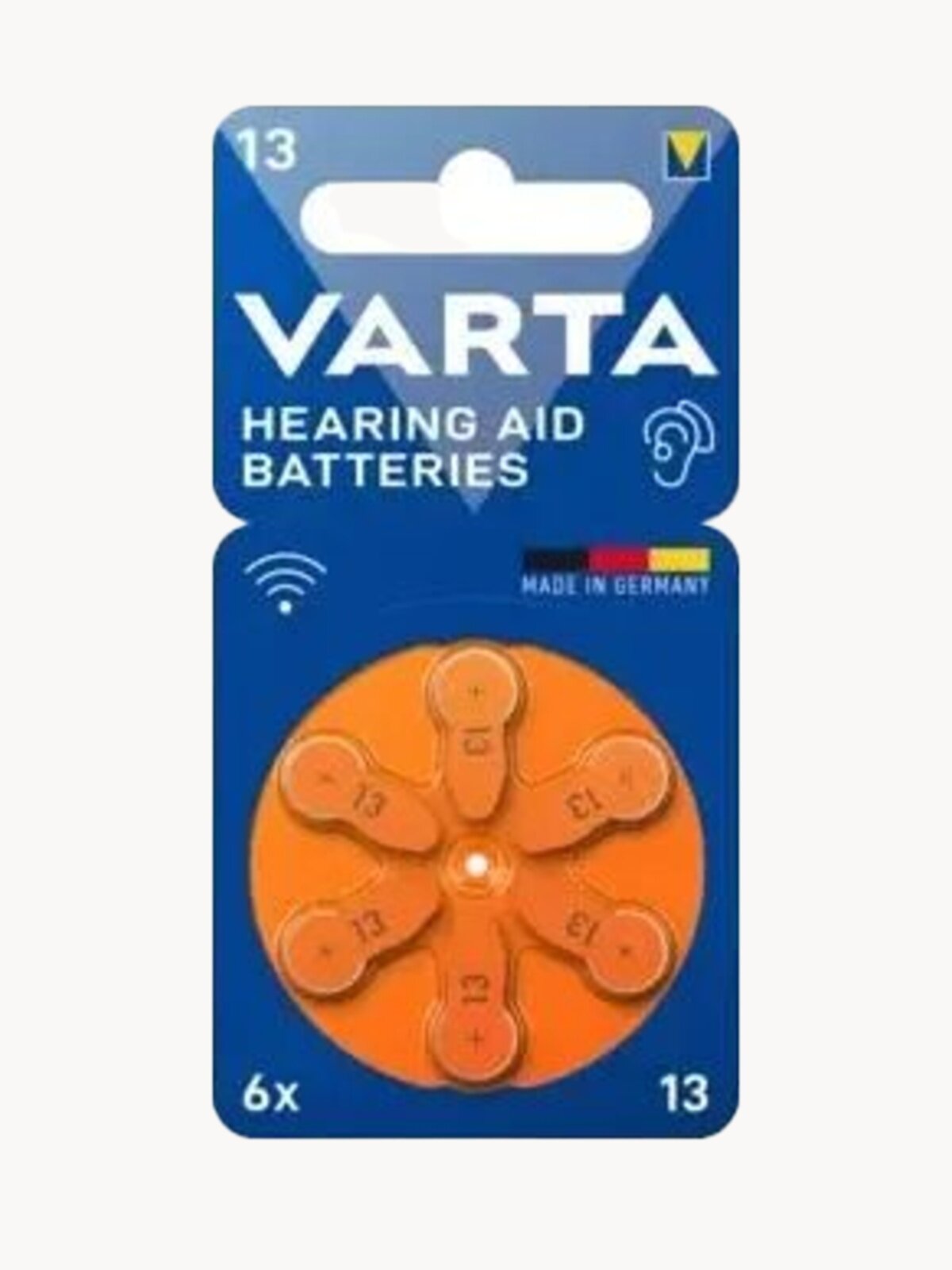Батарейка для слухового аппарата VARTA Hearing Aid Batteries 13, (6) шт. в блистере. (Германия)