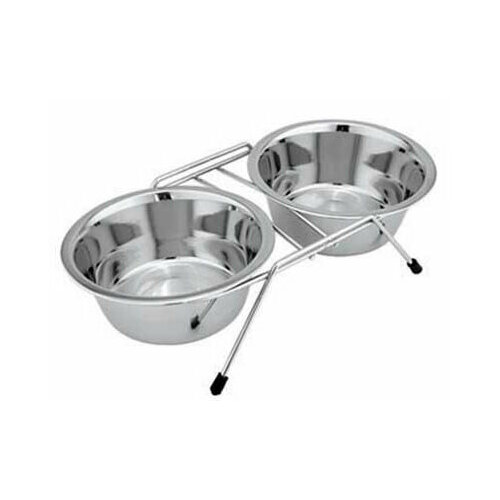 Комплект (ZR) подставка + миски металл 2*0,7л