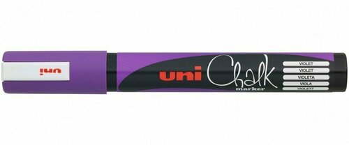 Маркер для окон и стеклянных поверхностей Uni Chalk PWE-5M, 1,8-2,5мм, фиолетовый (комплект 3 штуки)