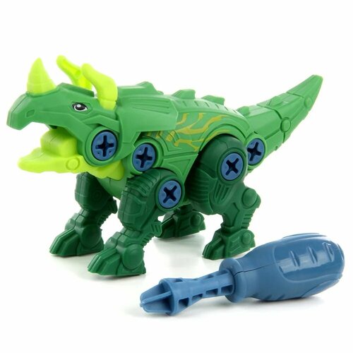 Конструктор винтовой с отверткой, Динозавр игровой набор Трицератопс (зеленый) конструктор с отверткой smart динозавр трицератопс х2шт