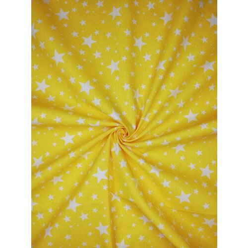 Ткань Поплин Звездопад на желтом 100*150см