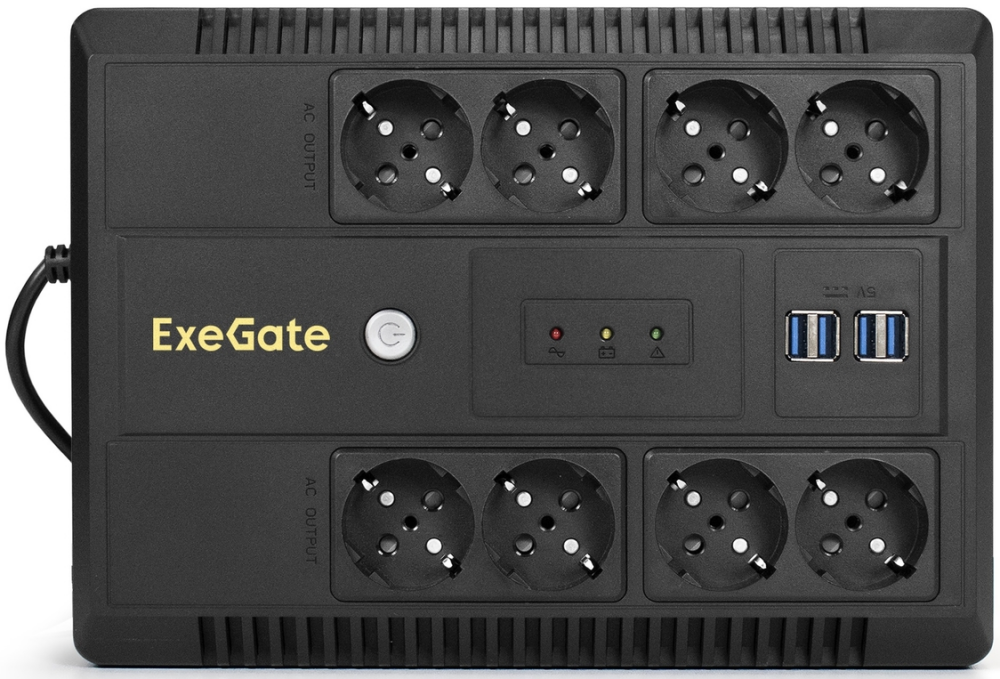 Источник бесперебойного питания Exegate EX293853RUS 600VA/360W, LED, AVR, 8*Schuko, 4*USB-порта для зарядки, Black - фото №7