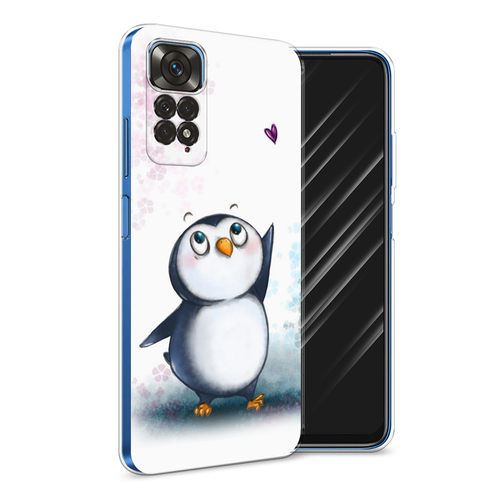 Силиконовый чехол на Xiaomi Redmi Note 11 4G Global / Сяоми Редми Ноут 11 4G Глобал Пингвин и сердечко