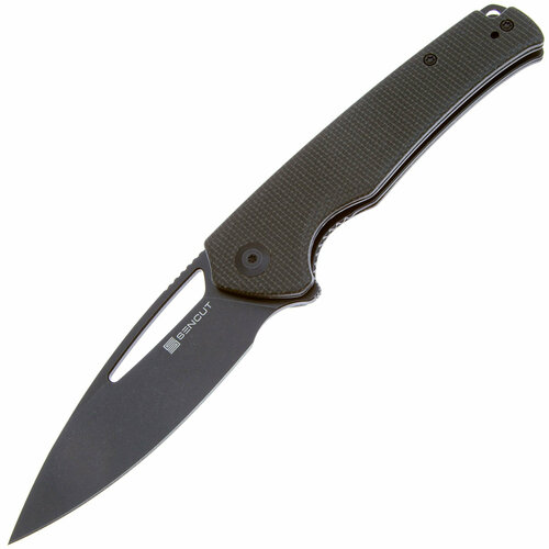 фото Складной нож sencut mims 9cr18mov steel black stonewashed handle dark green canvas micarta