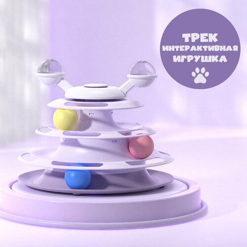 Интерактивная игрушка для кошек трек с шариками пирамидка ( фиолетовый ) интерактивная игрушка для кошек трек с шариками пером мятой фиолетовый