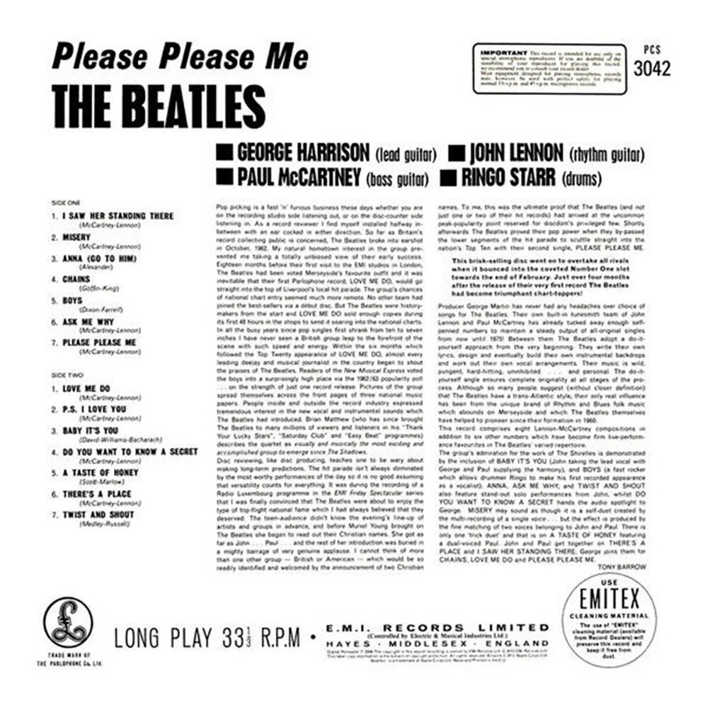 Beatles Please Please Me Виниловая пластинка EMI - фото №8