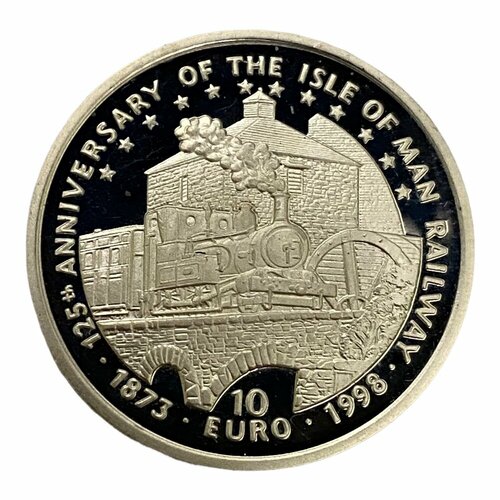 Остров Мэн 10 евро 1998 г. (125 лет железным дорогам острова Мэн) (Proof)