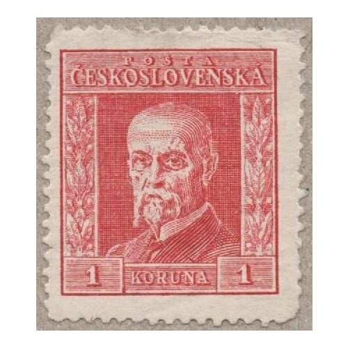 (1925-009a) Марка Чехословакия Вод. знак (P5-P8) Президент Массарик (Стандартный выпуск) II Θ