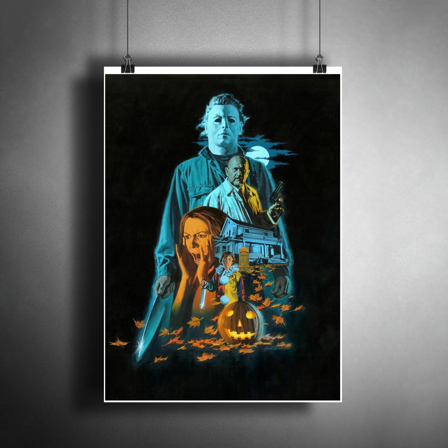 Постер плакат для интерьера "Фильм ужасов: Хэллоуин. Майкл Майерс. Halloween" / Декор дома, офиса, комнаты, квартиры, детской A3 (297 x 420 мм)