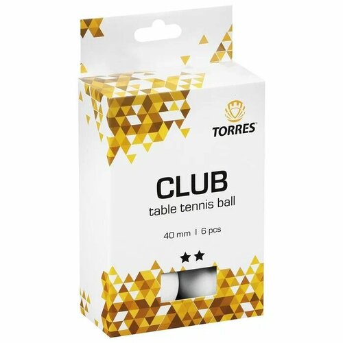 Шарики для настольного тенниса 2* Torres club. упаковка 6 шт. Белые. 130240 набор для настольного тенниса torres club 2