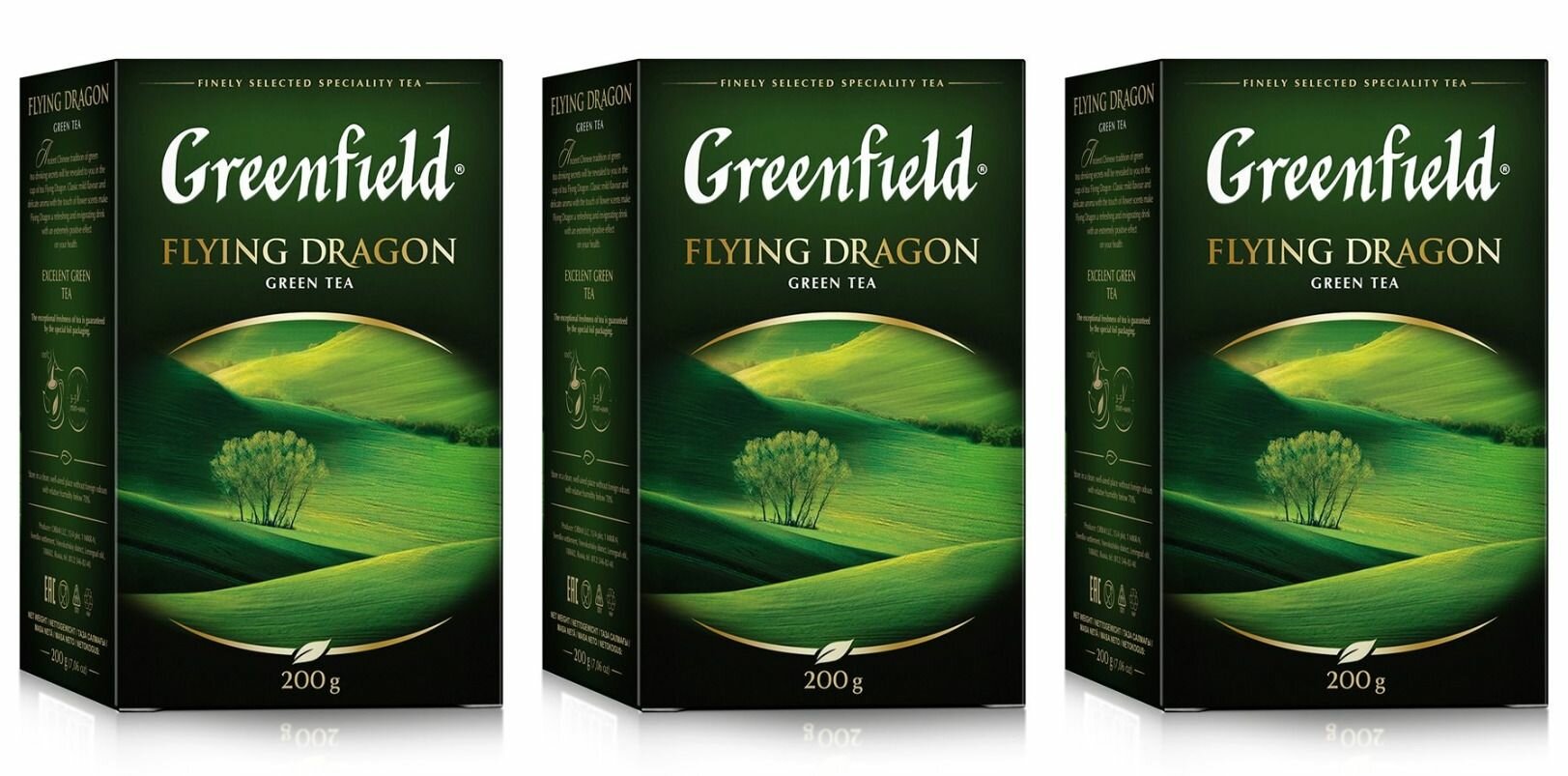 Greenfield Чай листовой Flying Dragon зеленый, 200 г, 3 уп