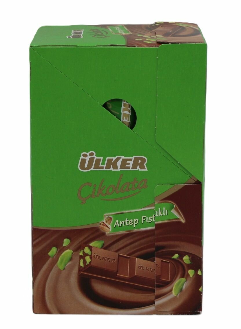 фото ULKER белый шоколад фисташками 65 гр BEYAZ CIKOLATA FISTIKLI KARE 1 упак. (6 шт.)
