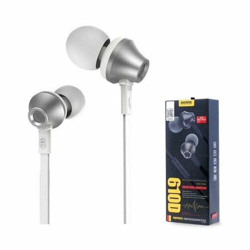 Наушники Remax 610D 35мм вкладыши громкость - 12м серебро 1000₽