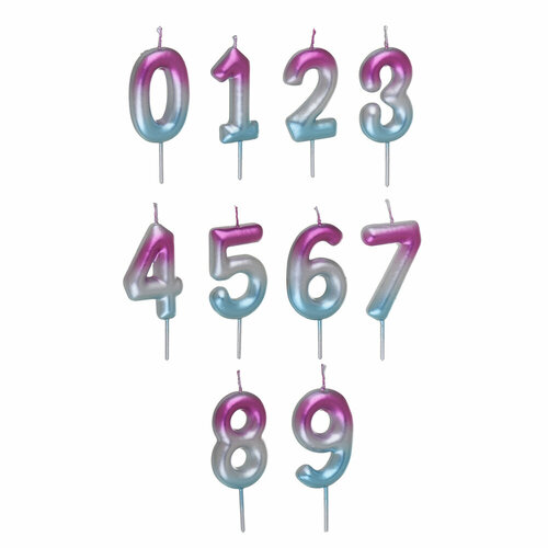 FNtastic Свеча для торта - цифра градиент цвет 0-9 65х14 см арт 2 24 штуки 1625₽