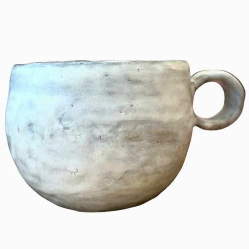 Кружка ручной работы круглая белая керамика 400 мл 3321₽