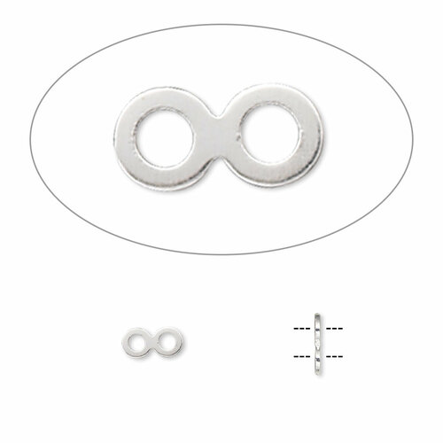 Разделитель 6х3мм лакончиный на 2 отверстия базовый материал - латунь посеребренный 10 шт 178₽