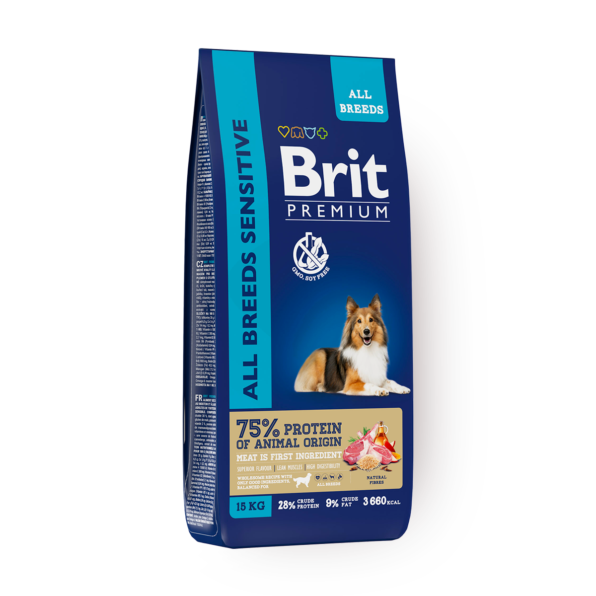 Сухой корм для собак всех пород Brit Premium Sensitive ягнёнок и индейка, 15 кг