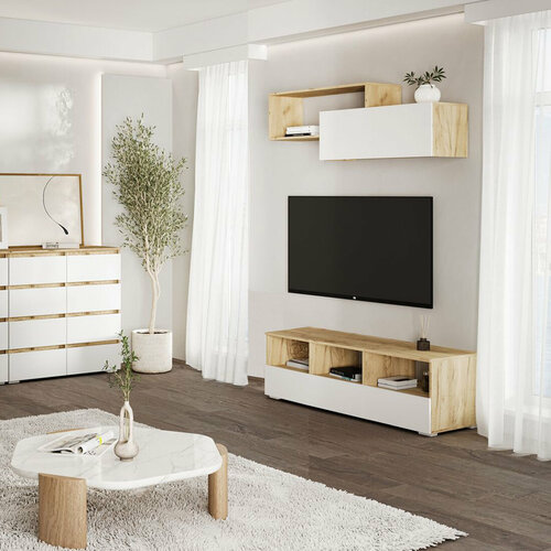 Гостиная Хелен тумба полка белыйДуб крафт золотой 9990₽