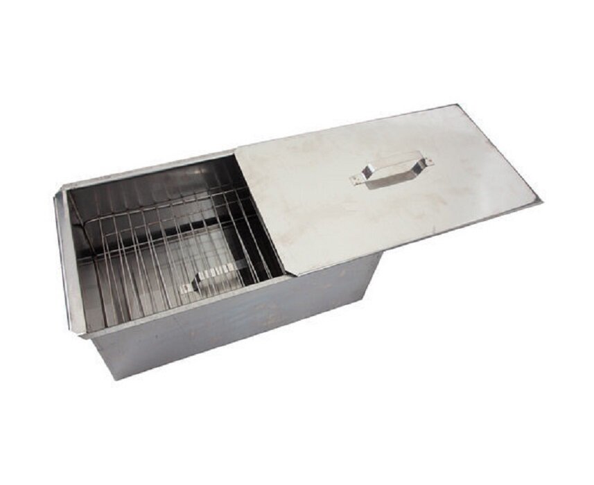 Коптильня двухъярусная К2-0.8НП-В (420х270х275 нержавеющая сталь 08 мм) с поддоном для сбора жира