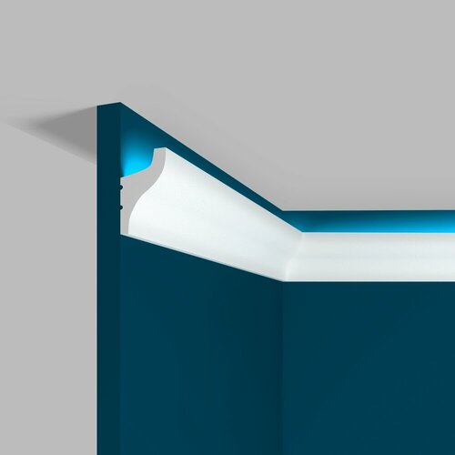 Плинтус потолочный 31х50 мм для натяжного потолка под подсветку под покраску полистирол Перфект Plus P95-2 метра