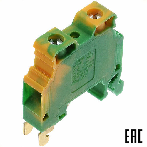 Клемма MTK 10 винтовая 1010221/ 1294 жёлто-зелёная 10мм2 750В ширина 9,7мм ONKA (2 шт. в комплекте)