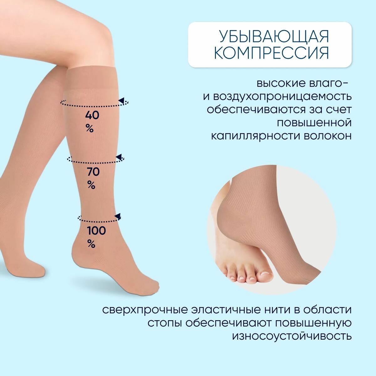 Изображение Гольфы Idealista Travel Socks ID-235 для путешествий противоварикозные, профилактические, Размер XS/M, Карамель
