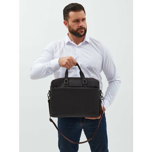 Портфель POUCHMAN фактура гладкая коричневый 7416₽