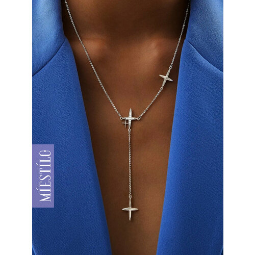 Колье MIESTILO, серебро, 925 проба, родирование, фианит, длина 48 см., серебристый