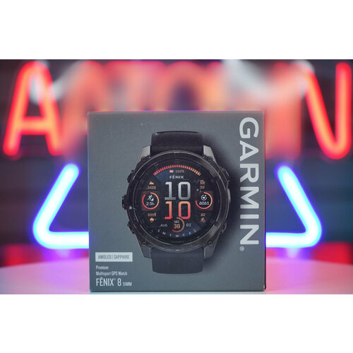 Garmin Fenix 8 - 51 мм AMOLED Sapphire Carbon Gray DLC Titanium with BlackPebble Gray Silicone Band 149499₽