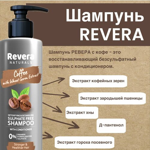 Бессульфатный шампунь с кондиционером Ревера против седины с кокосовым молоком, 200 мл