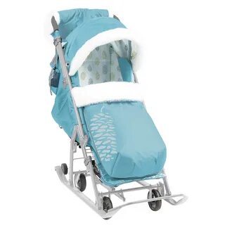 Санки-коляска NiKA НД7-5К, мятные с шишкой, каркас, складные, до 25кг