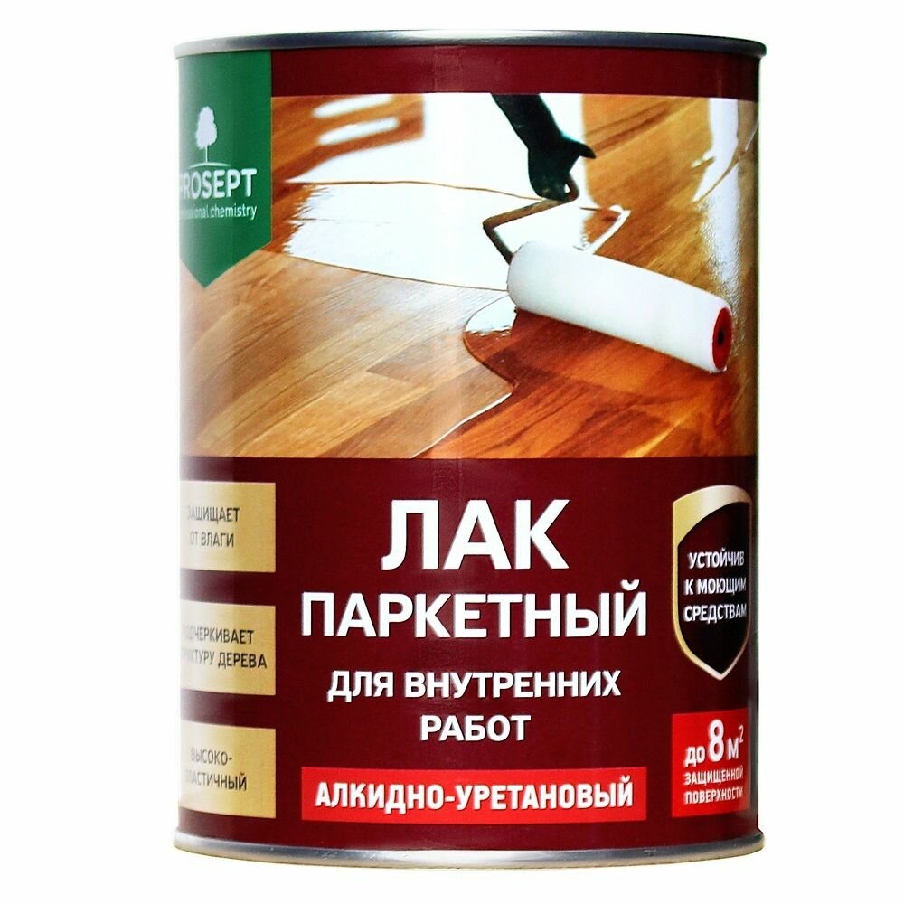 Лак паркетный Prosept алкидно-уретановый глянцевый бесцветный 09 л
