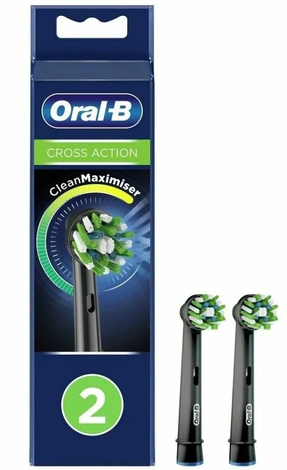 Насадки для зубной щетки Oral-B CrossAction EB50-2BRB, черные, 2 шт.